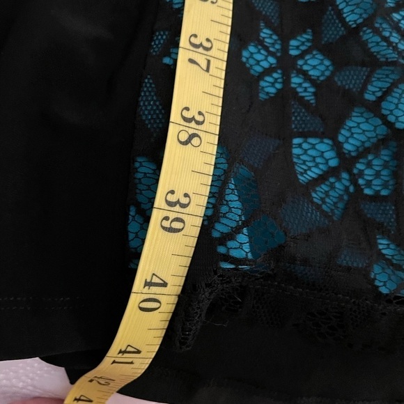 New with Tags Anne Klein Black Stretchy Sleeveless Floral Turquoise Dress Sz 14 - Picture 10 of 11